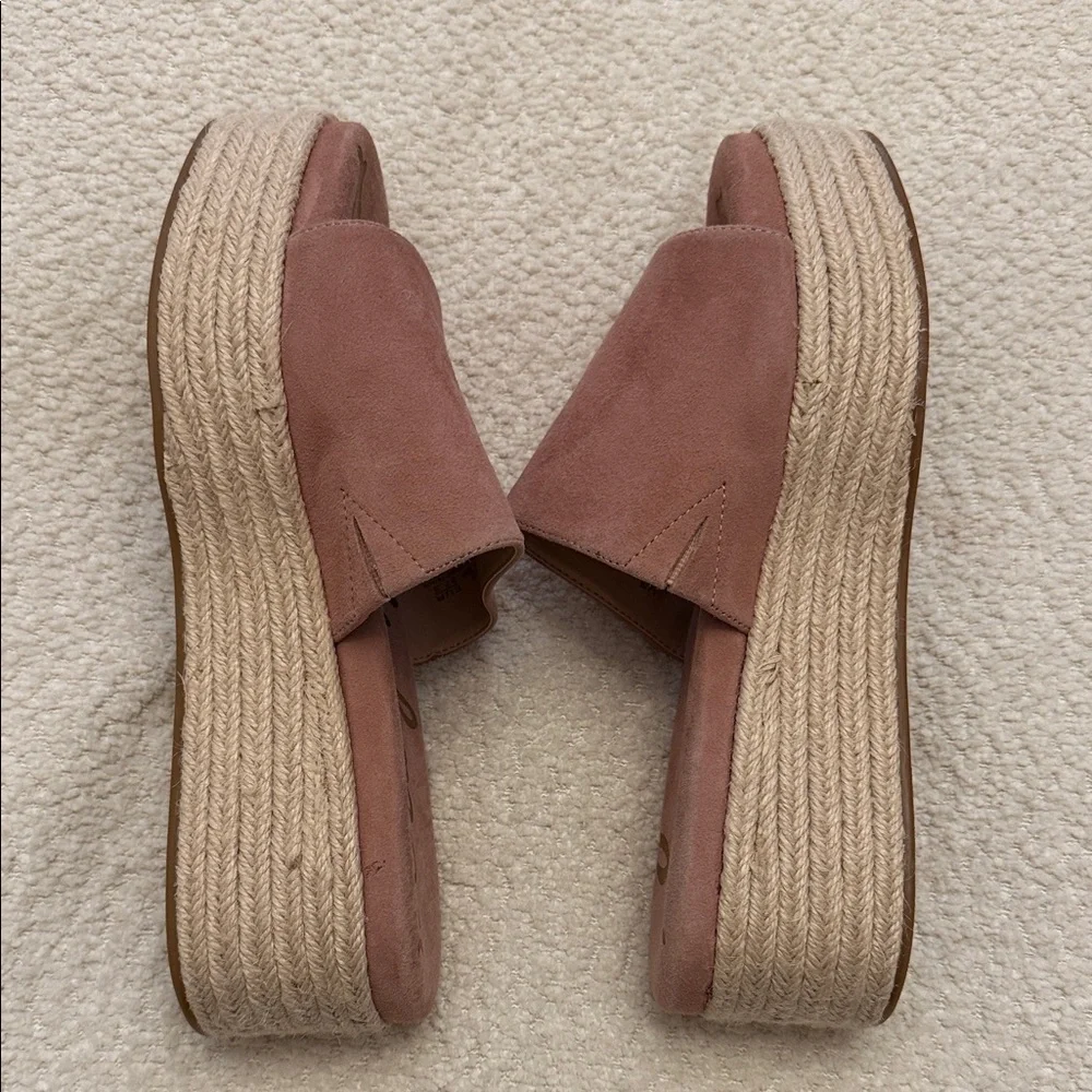Sam Edelman Weslee Dusty Rose Suede Platform Slide Sandals - Size 7.5 - NEW